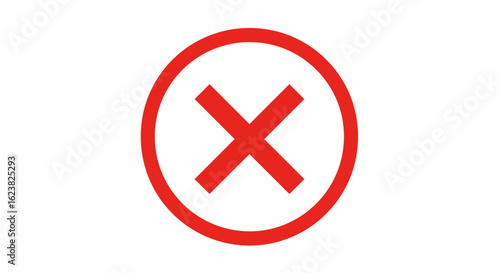 Red X mark icon inside a circle. A flat vector graphic symbolizing no, error, wrong, delete, or cancellation concepts.
