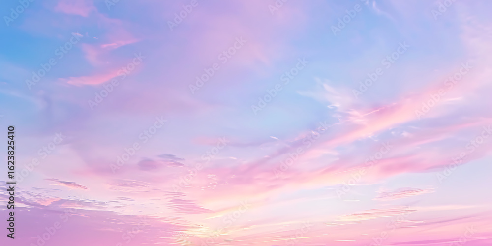 Obraz premium Pastel sky with wispy clouds at sunset 