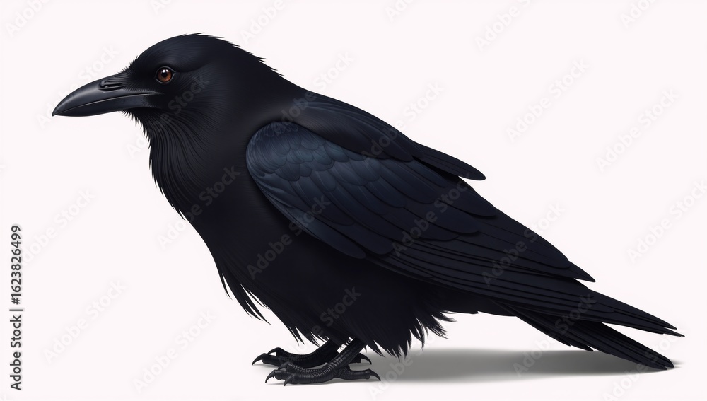Fototapeta premium Modern illustration Black raven on white backdrop Minimalistic Bold
