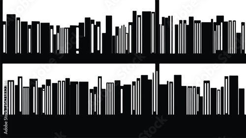 Elegant Library Bookshelf Vector Icon Logo in White
