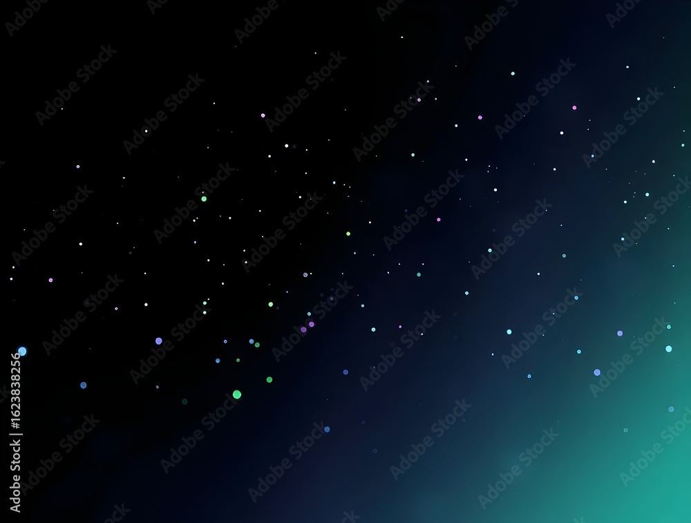 Fototapeta premium Glowing Particles on Dark Background Abstract Teal and Purple Glitter Overlay