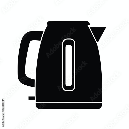 Black electric kettle vector illustration for kitchen appliance and hot water needs