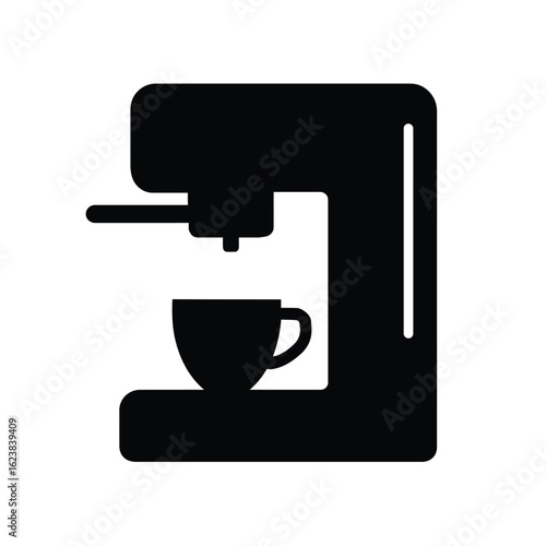 Black coffee maker machine vector icon illustration for coffee shop and home use design element silhouette