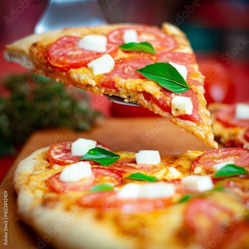 Margherita Pizza with Fresh Basil and Mozzarella 