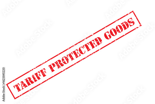 Red Angled Tariff Protected Goods Grunge Vector Stamp Icon