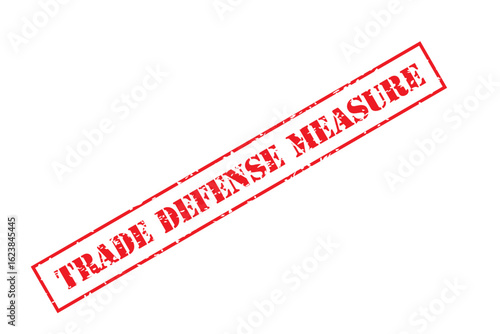 Red Angled Trade Defense Measure Grunge Vector Stamp Icon