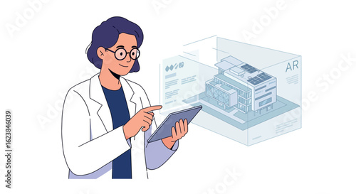 Innovative woman using tablet for augmented reality architectural design