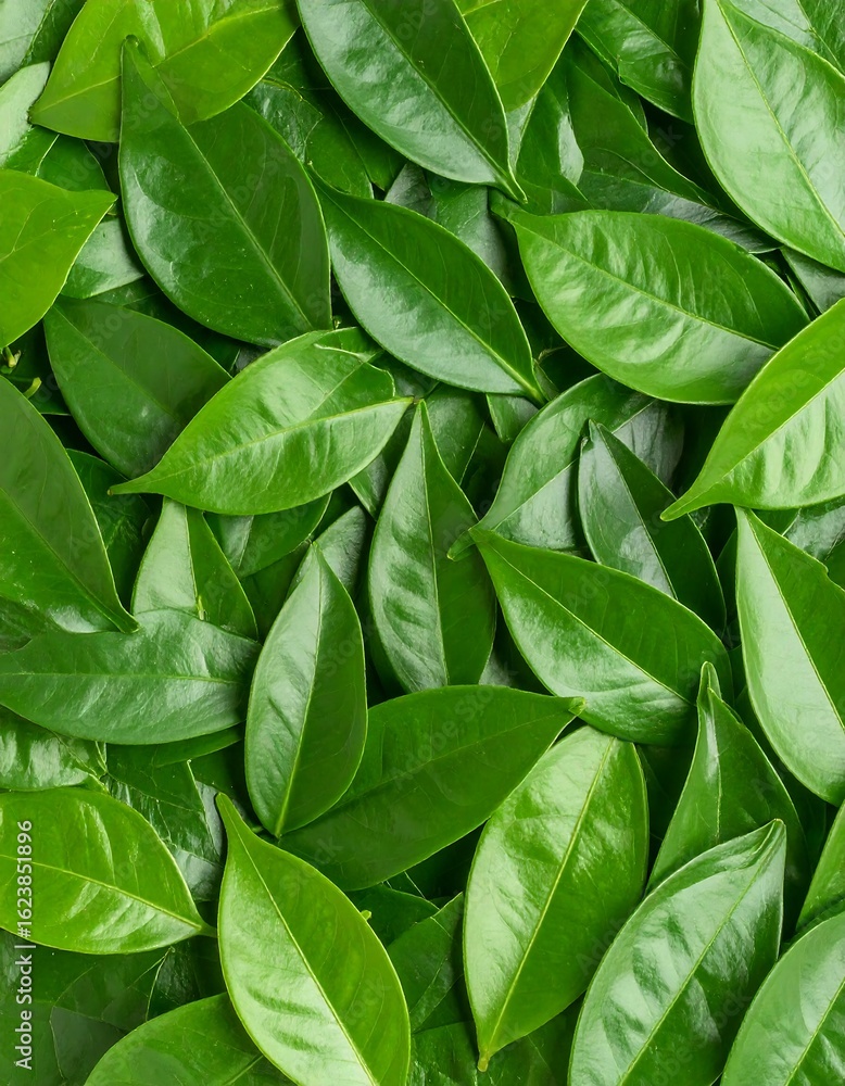 Obraz premium Close-up view of many fresh green leaves (1)