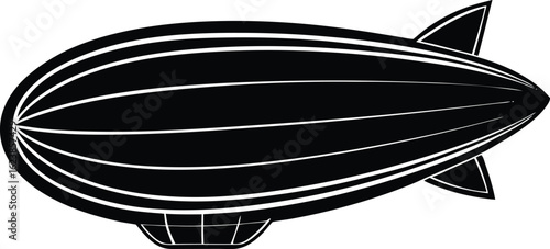 Vector art of vintage blimp or airship illustration, a classic symbol of air travel and exploration, isolated on white background