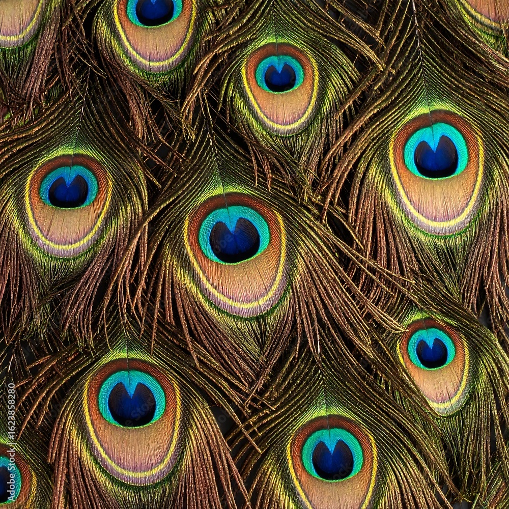 Fototapeta premium Close-up view of peacock feathers