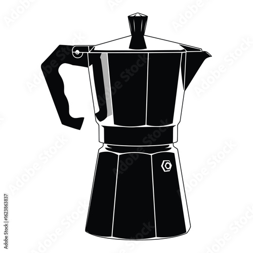 Silhouette black vector black moka pot for making coffee isolated on white background