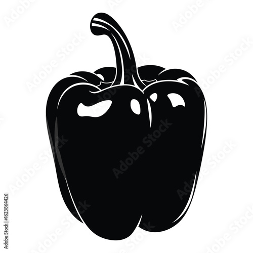 Silhouette black vector black silhouette of a bell pepper isolated on white background