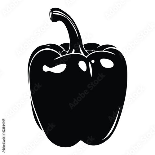 Silhouette black vector black silhouette of a bell pepper isolated on white background