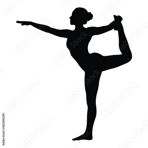 Silhouette black vector silhouette of a woman in a yoga pose isolated on white background
