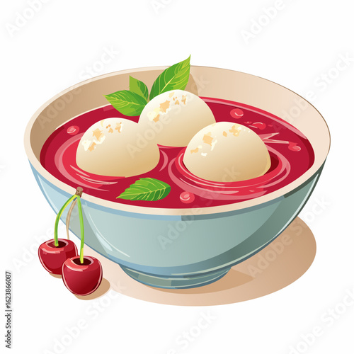 Grießklößchen in Kirschsuppe