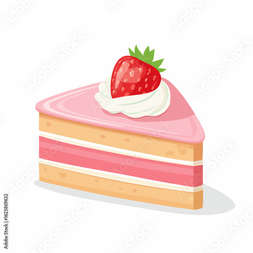 Stück Erdbeerkuchen mit Sahne