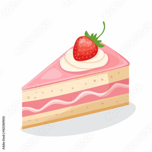 Stück Erdbeerkuchen mit Sahne