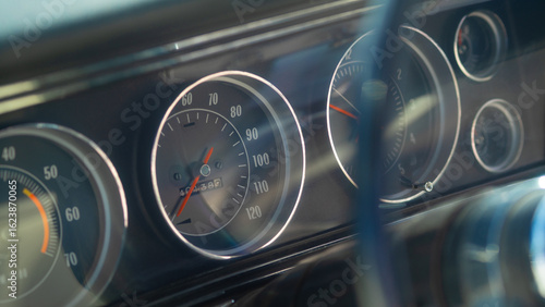 Vintage American Muscle Car Dashboard