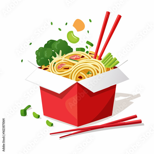 Gebratene Nudeln in Asia-Box