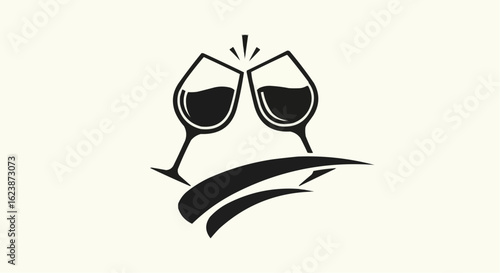 wine glass cheers logo silhouette icon vector illustration.cheer, graphic, goggles, art, illustration, logotype, vintage, wine, alcohol, bar, drink, vector, buttons, clip art, elegant, liquid, luxury,