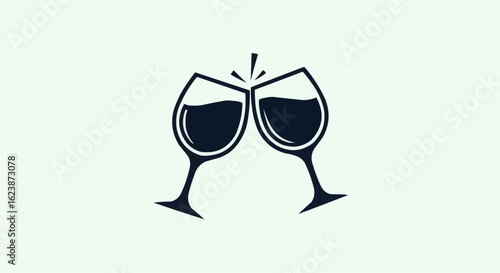 wine glass cheers logo silhouette icon vector illustration.cheer, graphic, goggles, art, illustration, logotype, vintage, wine, alcohol, bar, drink, vector, buttons, clip art, elegant, liquid, luxury,