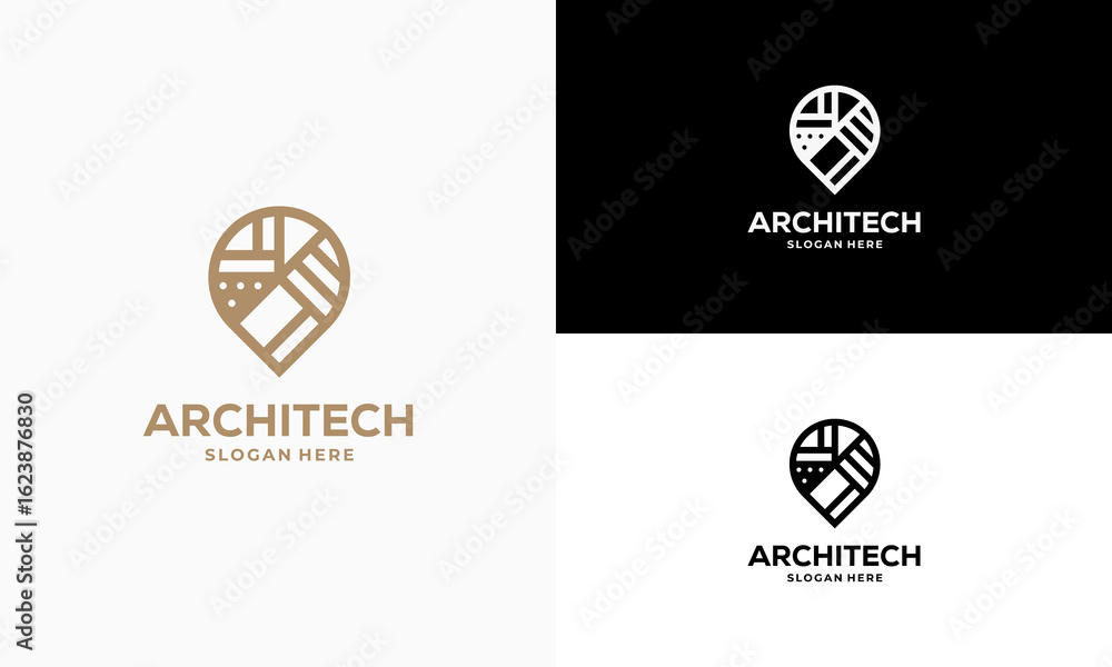 Fototapeta premium Building House Point Logo designs concept vector, Construction Logo template symbol icon, Real Estate logo symbol