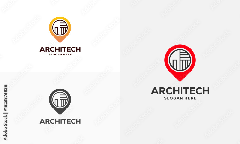 Fototapeta premium Building House Point Logo designs concept vector, Construction Logo template symbol icon, Real Estate logo symbol