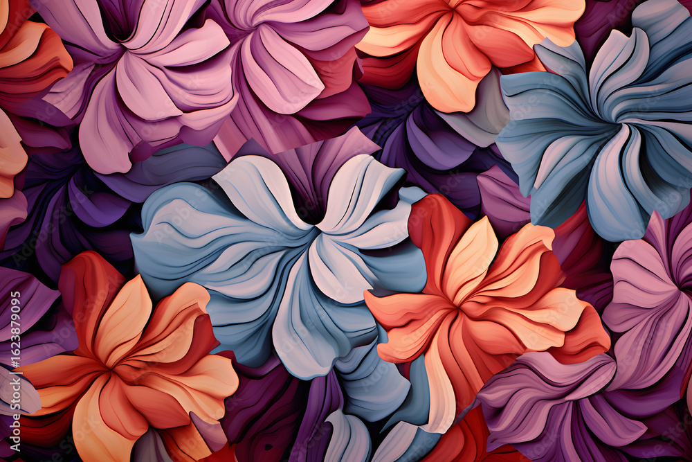 Fototapeta premium Vibrant abstract floral painting with textured petals