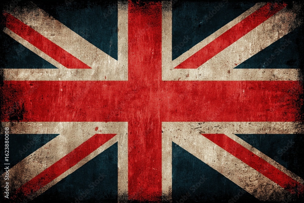 Fototapeta premium Distressed Union Jack Flag Grunge Texture Background