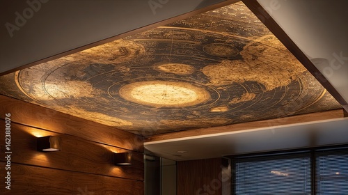 World map ceiling print interior decor