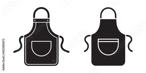 Kitchen apron vector design in black silhouette style for culinary and baking themes on transparent background