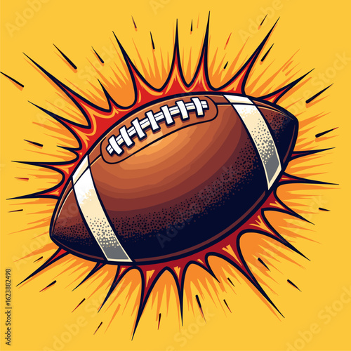 Vibrant American Football with Explosive Burst Design