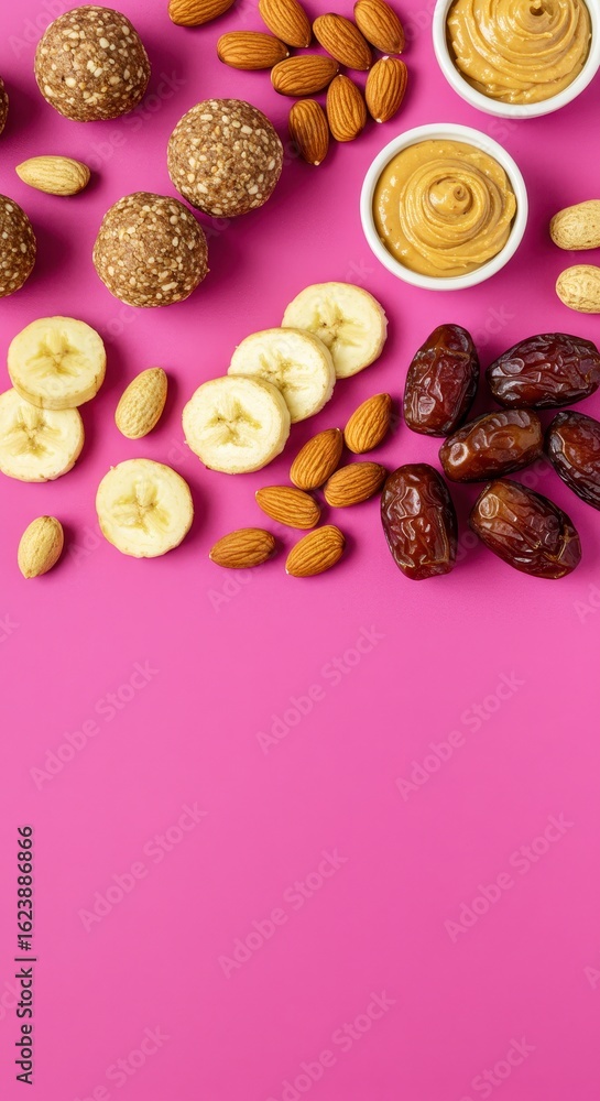 Obraz premium Healthy energy bites and ingredients