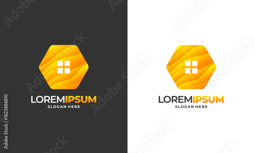 Bee house logo designs concept vector, Honey House Farm logo template vector illustration