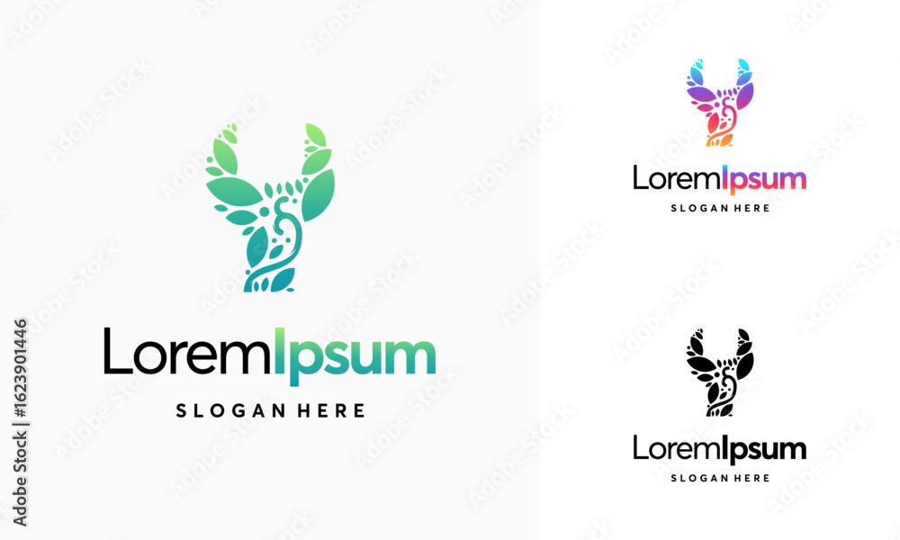 Fototapeta premium Green Service Logo Design Template, wrench tree leaf service logo vector icon illustration, Mechanic leaf logo template vector