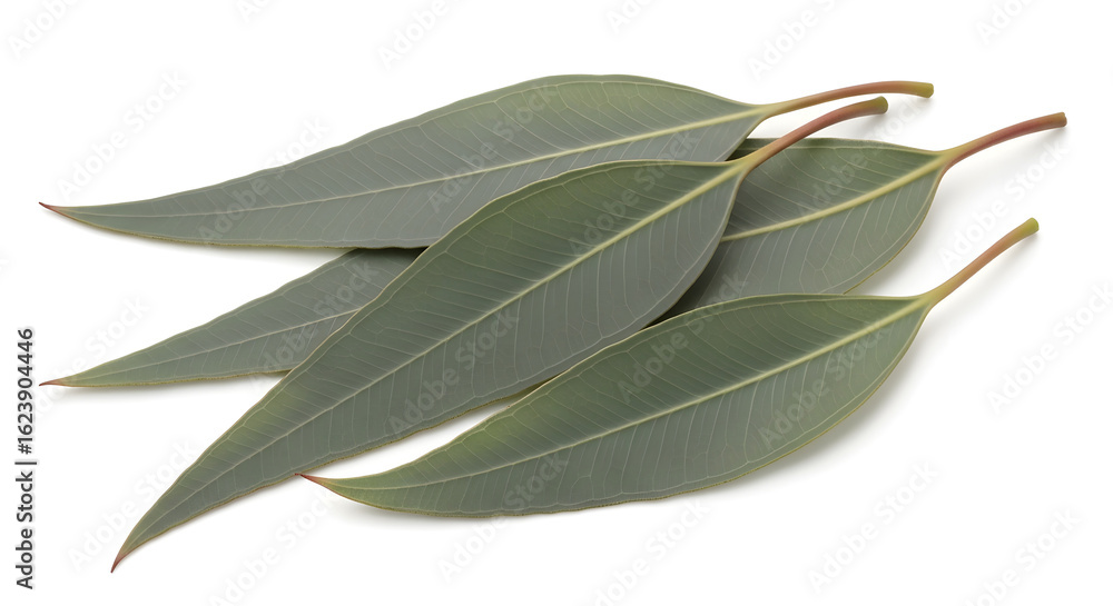 Obraz premium Realistic image of eucalyptus leaves isolated on a solid white background