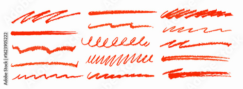 Red Crayon Scribble Lines: Hand-Drawn Texture Set