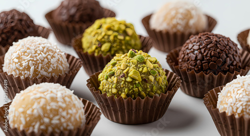 Gourmet Brigadeiros – Brazilian Chocolate Truffles Bakery on White Background
