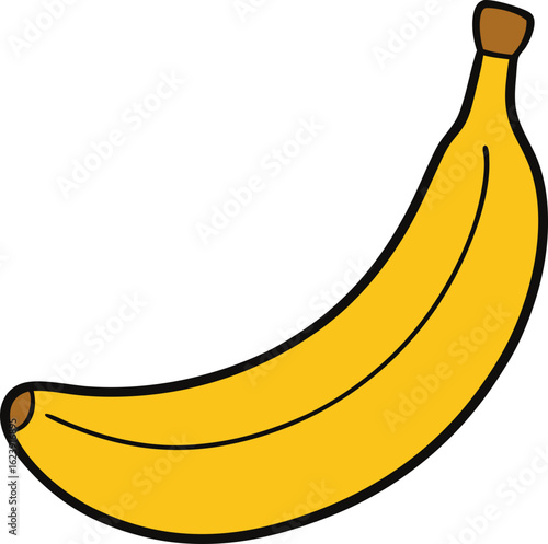 Yellow banana fruit isolated on transparent background