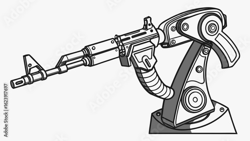 Rifle mounted on robotic arm