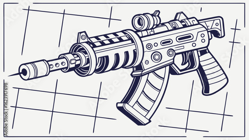 Stylized assault rifle drawing