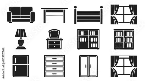 Collection of furniture icons sets for home decor and interior design