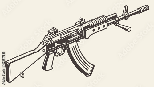 Detailed rifle illustration art
