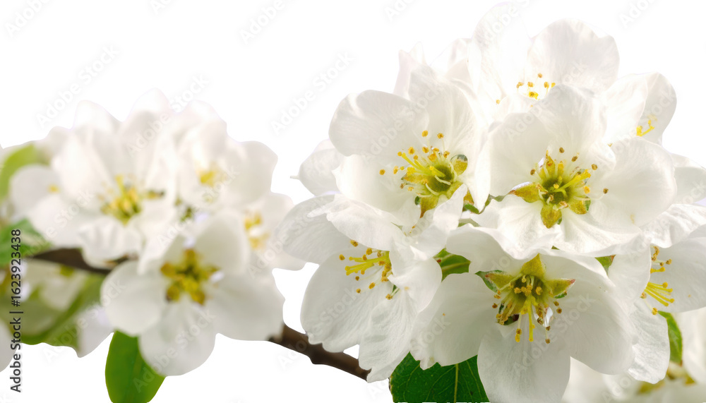 Obraz premium Branches with delicate blossoms on white