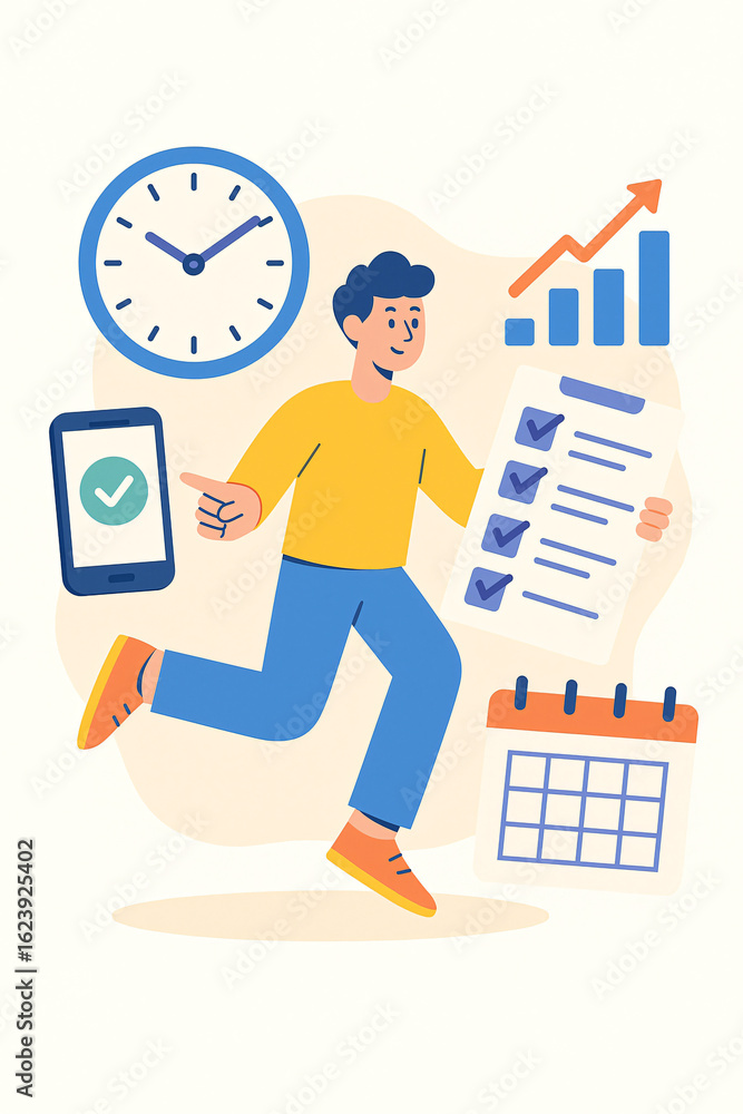 Checklist & Time Management Concept — Flat Business Illustration
Checklist & Time Management Concept — Flat Business Illustration