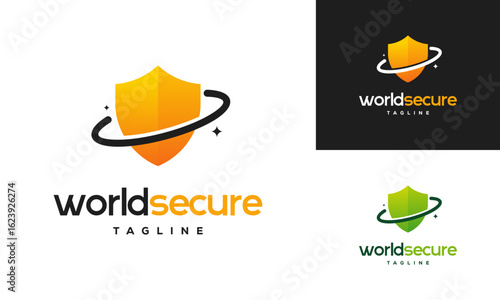 World Secure logo designs concept vector, Shield logo designs vector