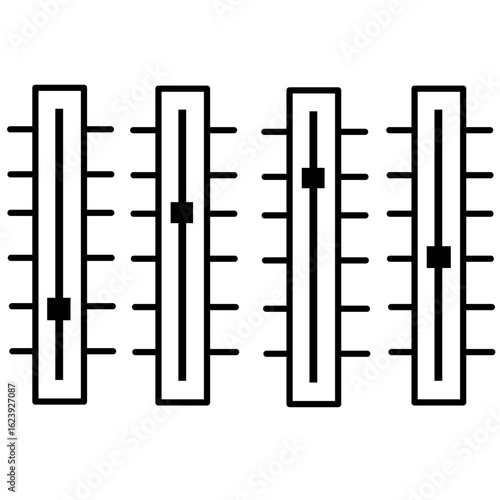 Audio equalizer slider icons in minimal black and white style
