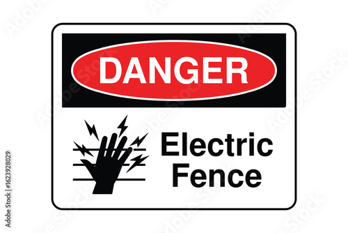 Danger Electric Fence Sign  High Voltage Warning Symbol for Perimeter Security, Livestock Control and Shock Hazard Awareness