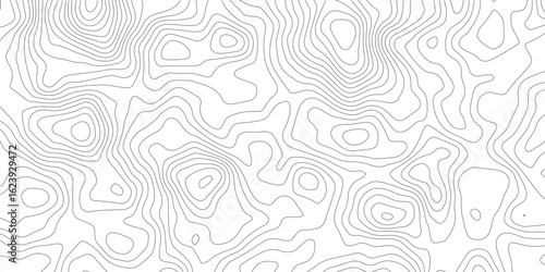 Abstract black and white topographic contours lines of mountains. Topography map art curve drawing. vector illustration. wave Line topography map contour background .background