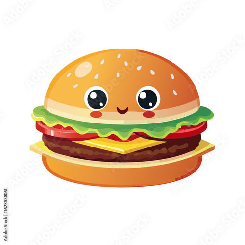 Cute Cartoon Hamburger Char...
